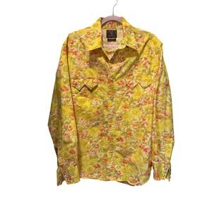 VTG Lucky Brand Men’s Pearl Snap Western Long Sleeve Floral Short Size L